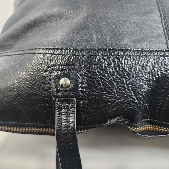 COACH Laura F18336 Large Logo Designer Black Leather Tote Shoulder Bag Purse - Picture 7 of 16